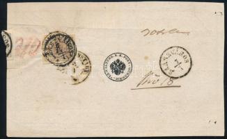 1854 6kr + 6kr darab tértivevényen / 6kr + piece of 6kr on Retour Recepisse "SZÁSZVÁROS" -...