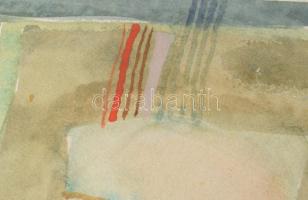 Végvári János (1927-1994): Népi harmónia. Akvarell, papír. Jelzett. Hátoldalán Artunion címkéjével. ...