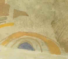 Végvári János (1927-1994): Népi harmónia. Akvarell, papír. Jelzett. Hátoldalán Artunion címkéjével. ...