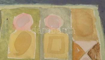 Végvári János (1927-1994): Népi harmónia. Akvarell, papír. Jelzett. Hátoldalán Artunion címkéjével. ...