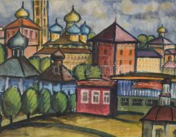 Sz. Győrfy Klára (1925-2008): Moszkva. Akvarell, papír. Jelzett. Paszpartuban. Hátoldalán Képcsarnok Vállalat címkéjével. 36×46,5 cm