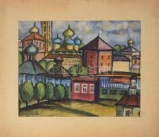 Sz. Győrfy Klára (1925-2008): Moszkva. Akvarell, papír. Jelzett. Paszpartuban. Hátoldalán Képcsarnok...