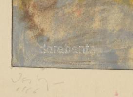 Iványi Ödön (1918-1985): "Falurész", 1966. Akvarell, papír. Jelzett. Paszpartuban. Hátolda...