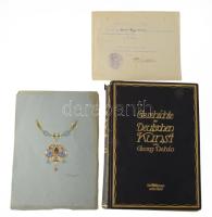 Erwin Haug (-): Ékszer terve (ötvösművészet), feltehetően 1920 körül. Tempera, papír. Jelzett. Lapszéli apró sérülésekkel és apró foltokkal. 26,5×19 cm. A tételhez tartozik egy igazolás Erwin Haug pforzheimi tanoncversenyen elért I. helyezéséről kiállított igazolással és egy könyvvel, belső kötéstáblára ragasztva I. helyezésről kiállított kis beragasztott raglap.