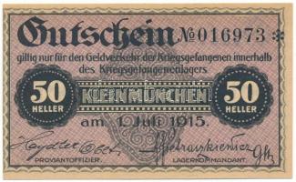 Ausztria / Kleinmünchen Hadifogolytábor 1915. 50h "016973" T:AU Austria / Kleinmünchen POW camp 1915. 50 Heller "016973" C:AU
