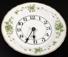 Hollóházi Erika mintás falióra, jelzett, hibátlan, d: 26,5 cm