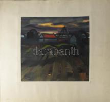 Lázár Pál (1912-1970): Este, 1966. Akvarell, karton. Jelzett. Hátoldalán autográf felirattal és Képc...