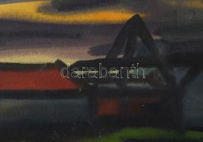 Lázár Pál (1912-1970): Este, 1966. Akvarell, karton. Jelzett. Hátoldalán autográf felirattal és Képc...