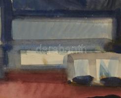 Somodi László (1919-1995): Istállók Szentendrén, 1960-as évek. Akvarell, papír. Jelzett. Hátoldalán ...