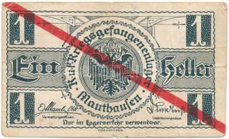 Ausztria / Mauthausen / hadifogolytábor 1914-1918 k. 1K áthúzással érvénytelenítve T:VG Austria / Mauthausen / POW camp ~1914-1918. 1 Krone voided by strikethrough C:VG
