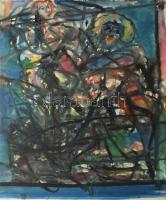 Véssey Gábor (1948-): Barátnők, 1975. Akvarell, papír, jelzett a hátoldalán, 57,5×48 cm