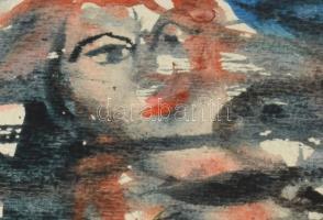 Véssey Gábor (1948-): Barátnők, 1975. Akvarell, papír, jelzett a hátoldalán, 57,5×48 cm