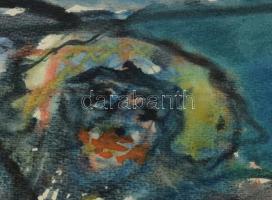 Véssey Gábor (1948-): Barátnők, 1975. Akvarell, papír, jelzett a hátoldalán, 57,5×48 cm