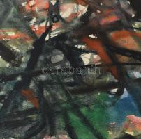 Véssey Gábor (1948-): Barátnők, 1975. Akvarell, papír, jelzett a hátoldalán, 57,5×48 cm