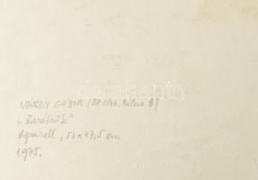 Véssey Gábor (1948-): Barátnők, 1975. Akvarell, papír, jelzett a hátoldalán, 57,5×48 cm