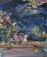 Véssey Gábor (1948-): Ószövetségi magyarázatok, 1977. Akvarell, papír, jelzett, paszpartuban, 44,5×35 cm