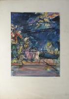 Véssey Gábor (1948-): Ószövetségi magyarázatok, 1977. Akvarell, papír, jelzett, paszpartuban, 44,5×3...