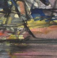 Véssey Gábor (1948-): Ószövetségi magyarázatok, 1977. Akvarell, papír, jelzett, paszpartuban, 44,5×3...