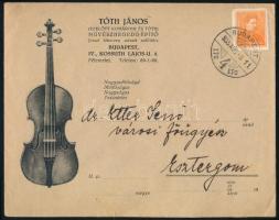 1935 Tóth János hegedűjavító reklámos boríték