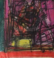 Véssey Gábor (1948-): Artemisz, 1977. Olajpasztell, tus, papír, jelzett, paszpartuban, 38,5×39,5 cm