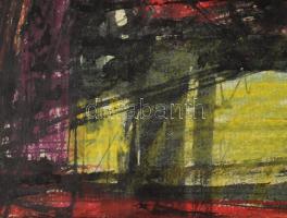 Véssey Gábor (1948-): Artemisz, 1977. Olajpasztell, tus, papír, jelzett, paszpartuban, 38,5×39,5 cm