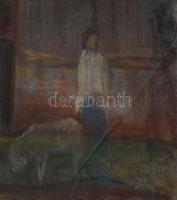 Szilágyi Elek (1933-2016): A vörös ház (cím nélkül). Pasztell, papír, jelzett, sarkaiban kissé sérül...