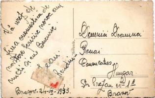 1943 Brassó, Kronstadt, Brasov; látkép, autóbusz, automobil / general view, automobile, autobus. pho...