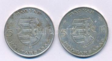 1947. 5Ft Ag "Kossuth" (2x) T:VF,F Adamo F8.1