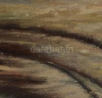 Jelzés nélkül: Téli séta. Olaj, vászon. Dekoratív, kissé sérült fakeretben, 42,5×51,5 cm