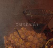 Schranz Lajos (1943-): Szőlős csendélet. Olaj, fatábla. Jelzett. 30×40 cm