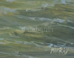 Makray János (1955-): Vitorlások (Balaton?). Olaj, fatábla. Jelzett. 30×40 cm