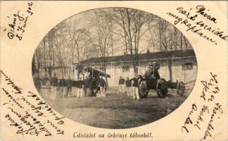 1902 Örkénytábor, Örkény-tábor (Táborfalva); Osztrák-magyar katonai tábor, katonák ágyúval
