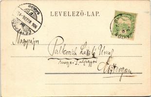 1906 Pannonhalma, Győrszentmárton; látkép Győr felől, apátság. Dr. R. V. kiadása (EK)