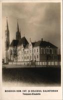 Temesvár, Timisoara; Elisabetin, Biserica rom. cat. si Colegiul Salvatorian / Erzsébetváros, Római katolikus templom és iskola / Catholic church, boarding school. photo