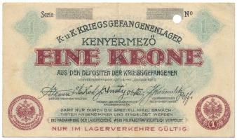 1916. Kenyérmező / Hadifogolytábor 1916. január 15. 1K sorozat- és sorszám nélkül, lyukasztással érv...