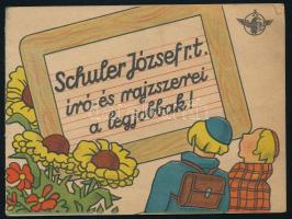 ca 1930 Schuler József rt. 14 lapos rajzos termékbemutató füzete képregényes formában, benne irredenta motívumokkal. 16x12 cm
