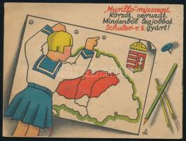 ca 1930 Schuler József rt. 14 lapos rajzos termékbemutató füzete képregényes formában, benne irreden...