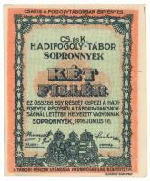 1916. Sopronnyék / hadifogolytábor 1916. június 16. 2f arab sorozat- és sorszámmal "4 0424", "MS" jelzéssel T:AU / Hungary / Sopronnyék / POW camp 1916.06.16. 2 Heller with arabic serial numbers "4 0424", "MS" series C:AU Adamo HHP1.1.4