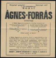 ca 1930 Parádi gyógyvíz / Mohai Ágnes forrás reklám szórólap 16x16 cm