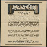 ca 1930 Parádi gyógyvíz / Mohai Ágnes forrás reklám szórólap 16x16 cm