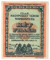 1916. Sopronnyék / hadifogolytábor 1916. június 16. 2f arab sorozat- és sorszámmal "1 0920", "MS" jelzéssel T:AU sarokhajlás Hungary / Sopronnyék / POW camp 1916.06.16. 2 Heller with arabic serial numbers "1 0920", "MS" series C:AU corner fold Adamo HHP1.1.4