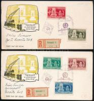 1949 Lánchíd sor 2 db elsőnapi levelezőlapon, az 1,60Ft-on lemezhiba az "R" betűnél