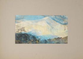 Marsovszky Endre (1916-1989): Alphütte. Színes tus, papír, jelezve jobbra lent, paszpartuban, 24x44 ...