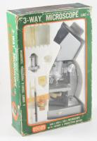 Játék mikroszkóp szett, kissé sérült dobozában, 34x23 cm