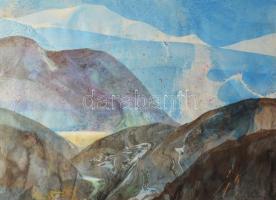 Marsovszky Endre (1916-1989): Vogézek. Színes tus, papír, jelezve jobbra lent, paszpartuban, 26x36,5 cm