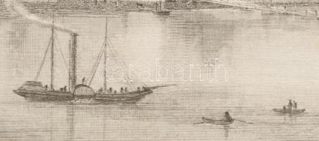Buda acélmetszetű látképe a hajóhíddal. 
cca 1840 Th. Ender - Radclieffe: Ofen, acélmetszet, jelzet...