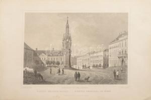 cca 1850 Hentzi emlék Budán. Ludwig Rohbock (1820-1883)-Franz Hablitschek (1824-1867), Pest, Lauffer...