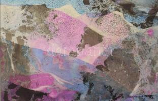 Marsovszky Endre (1916-1989): Hegység illusio. Színes tus, papír, jelezve jobbra lent, paszpartuban, 21,5x33 cm