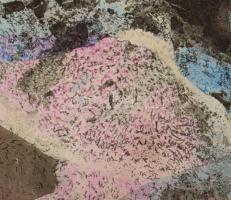 Marsovszky Endre (1916-1989): Hegység illusio. Színes tus, papír, jelezve jobbra lent, paszpartuban,...