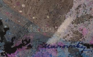 Marsovszky Endre (1916-1989): Hegység illusio. Színes tus, papír, jelezve jobbra lent, paszpartuban,...